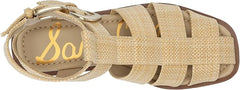 Sam Edelman Dawn Bleached Beechwood Ankle Strap Square Toe Buckle Flats Sandals