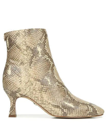 Sam Edelman WHEAT MULTI SNAKE Martini Squared Toe Leather Kitten Heeled Booties