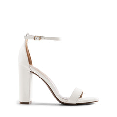 Dream Pairs Hi-Chunk White Pu Ankle Strap Open Toe Block High Heeled Sandals