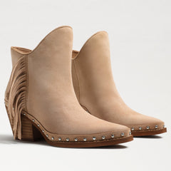 Sam Edelman Willie Pointed Toe Western Block Heel Womens Fringe Ankle Booties