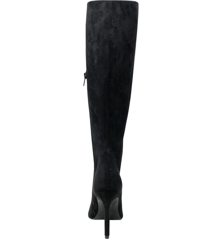 Charles David Panic Black Suede Knee High Heel Stiletto Pointed Toe Dress Boots