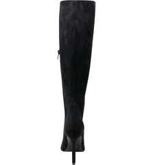 Charles David Panic Black Suede Knee High Heel Stiletto Pointed Toe Dress Boots