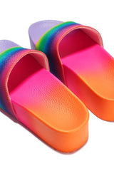 CAPE ROBBIN BUENA SO JELLY SLIP ON SLIDE MULE PLATFORM OPEN TOE SANDALS MULTI