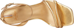 Sam Edelman Kia Dark Gold Block Heel Squared Open Toe Ankle Strap Heeled Sandals