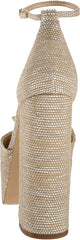 Sam Edelman Kori Flora Platinum Ankle Strap Peep Toe Dress Block Heeled Sandals
