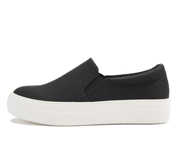Soda Hike ~ Slip On Double Layer Foam Padded Cushion Sock Fashion Sneakers (7, Black Cobra)