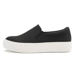 Soda Hike ~ Slip On Double Layer Foam Padded Cushion Sock Fashion Sneakers (7, Black Cobra)