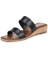 Sam Edelman Vena Black Comfort Footbed Double-Strap Slide Slide Wedge Sandal