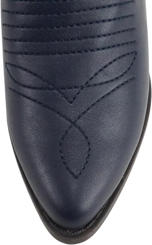 Soda Reno Navy Western Cowboy Pointed Toe Knee High Pull On Tabs Western Boots