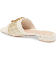 Cecelia New York MAUI Slide Sandal Alabaster White Leather Embellished Flat Mule