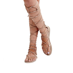 Jeffrey Campbell hola beige washed Tie Up Nude Leather Flat Gladiator Sandals