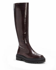 Vince Camuto Phrancie Eggplant Knee High Moto Chic Lug Sole Tall Fashion Boot