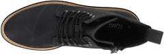 Toms Alaya Black Synthetic Nubuck Lace Up Side Zipper Lugged Sole Ankle Boots
