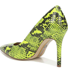 Sam Edelman Hazel Hot Yellow Snake Leather Stiletto Dress Pointy Toe Pump