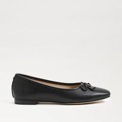 Sam Edelman Meadow Black Leather Slip On Squared Toe Bow Detailed Ballet Flats