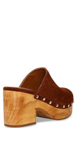 Steve Madden Brooklyn-1 Cognac Suede Fashion Embellished Platform Slip On Clogs