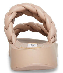 Steve Madden Hillary Taupe Slip On Rounded Open Toe Platform Braided Sandals