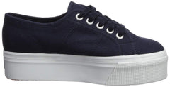 Superga 2790 Low-Top Sneakers Navy Blue White Platform Wedge Lace Up Sneaker