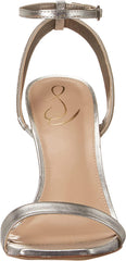 Sam Edelman Ophelia Soft Silver Open Toe Ankle Strap Stiletto Heeled Sandals