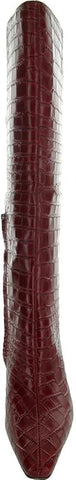 Sam Edelman Sylvia Scarlet Cherry Leather Pointed Toe Block Heel Knee High Boots Wide Calf
