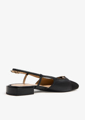 Sam Edelman Kara2 Black Squared Toe Slingback Fashion Flats Sandals Loafers