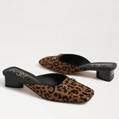 Sam Edelman Ollie Granada Tan Leopard Squared Toe Slip On Block Heeled Mules