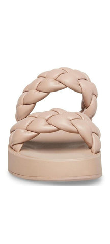 Steve Madden Hillary Taupe Slip On Rounded Open Toe Platform Braided Sandals