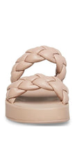 Steve Madden Hillary Taupe Slip On Rounded Open Toe Platform Braided Sandals
