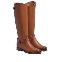 Sam Edelman Mikala Whiskey Block Heel Rounded Toe Zipper Leather Knee High Boots