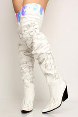 Cape Robbin Hilda Cowboy Boots Women, Over The Knee Western Cowgirl Boots with Chunky Block Heels, Fashion Dress Boots for Women