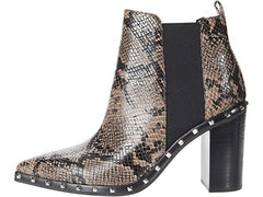 Charles David Duke Dark Taupe Snake Block Heel Embellished Chelsea Ankle Booties