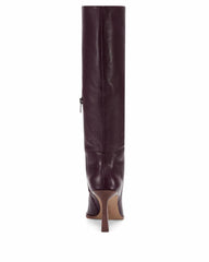 Vince Camuto Perintie Blood Red Leather Pointed Toe Knee High Heel Dress Boot