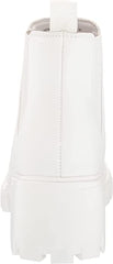 Steve Madden Howler White Pull On Block Heel Platform Fashion Ankle Boots
