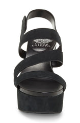 Vince Camuto VELLEY Black Leather Platform Wedge Heeled Caged Strappy Sandals