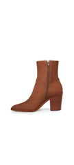 Steve Madden Harmen Brown Nubuck Square Closed Toe Leather Block Heel Ankle Boot