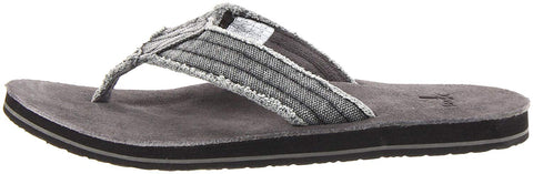 Sanuk Fraid Not Charcoal Slip On Rounded Open Toe Comfort Flip-Flop Sandals
