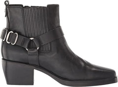 Sam Edelman Bellamie Black Leather Squared Toe Pull On Embellished Ankle Boots