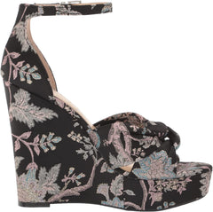 Jessica Simpson Tyssie Blue Pewter Ankle Strap Floral Wedge Platform Sandals
