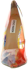 Steve Madden Vala Red Orange Printed Clear High Stiletto Pointed Toe Dress Pump