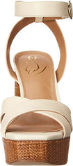 Sam Edelman Nolita Modern Ivory Block Heel Open Toe Ankle Strap Heeled Sandals