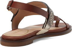 Cole Haan Anica Lux Buckle Sandollar Snake Print Leather Open Toe Flats Sandals
