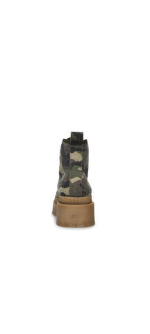 Steve Madden Sabri Lace-Up Chunky Heeled Platform Combat Ankle Boots CAMO CANVAS