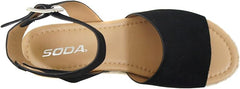 Soda Topic Black Espadrilles Ankle Strap Studded Wedge Heeled Platforms Sandals