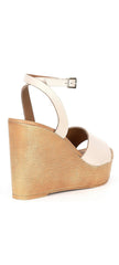 Steve Madden Welsh Bone Leather Ankle Strap Open Toe Platform Wedge Sandal