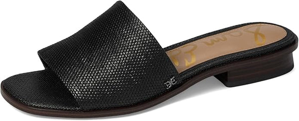 Sam Edelman Sabrina Black Raffia Leather Squared Open Toe Slip On Mules Sandals