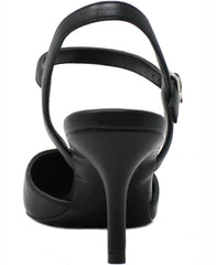 Charles David Ailey Black Ankle-Buckle Stiletto Heeled Pointy Toe Synthetic Pump