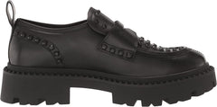 Ash Genius Black Pull On Studded Rounded Toe Platform Lug Sole Fashion Loafers