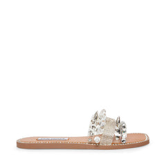 Steve Madden Leandra Clear Embellishment Detailed Squared Toe Slip On Sandals