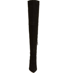 Pour La Victoire Caterina Black Suede Over the Knee Pointed Toe Stiletto Boots