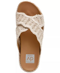 Dolce Vita Sivan Ivory Raffia Fashion Slip On Casual Open Toe Platform Sandals 7.5